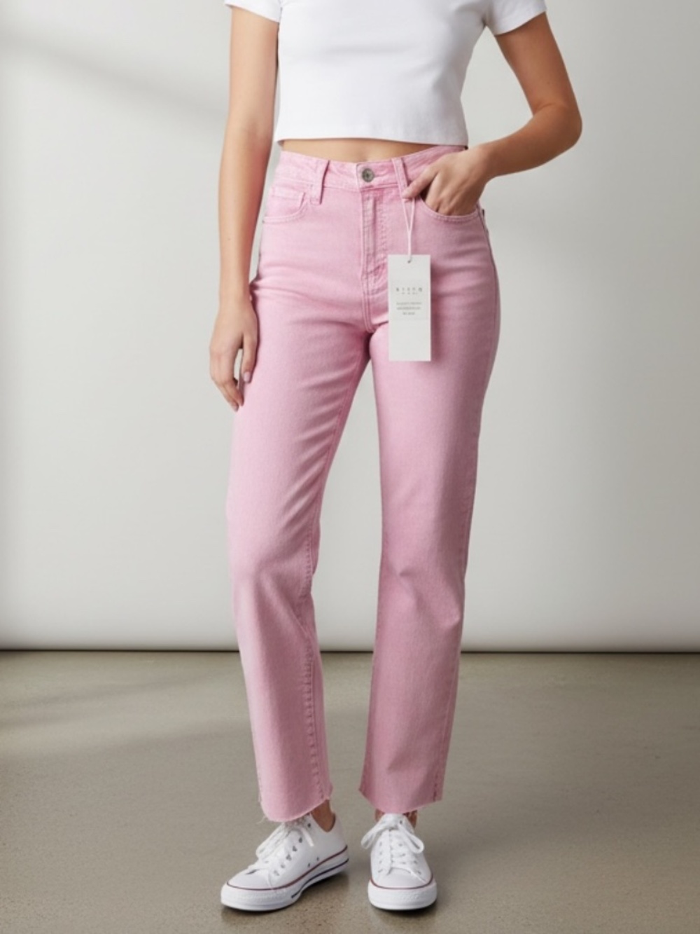 Risen Pink Straight Leg Jeans